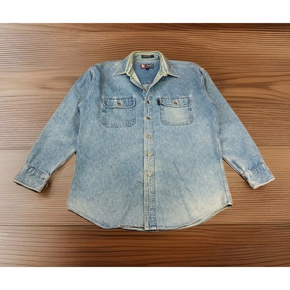 Chaps Ralph Lauren Men's Heavy Duty Denim Shirt Size Medium VTG - Picture 1 of 13